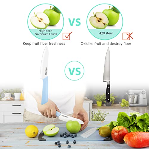 Quellance Ceramic Chef Knife, Ultra Sharp Professional 6-Inch Ceramic Kitchen Chef's Knife With Sheath Cover, Perfect Sharp Knife For Cutting Boneless Meats, Sashimi, Fruits And Vegetables (Blue) #TOP4