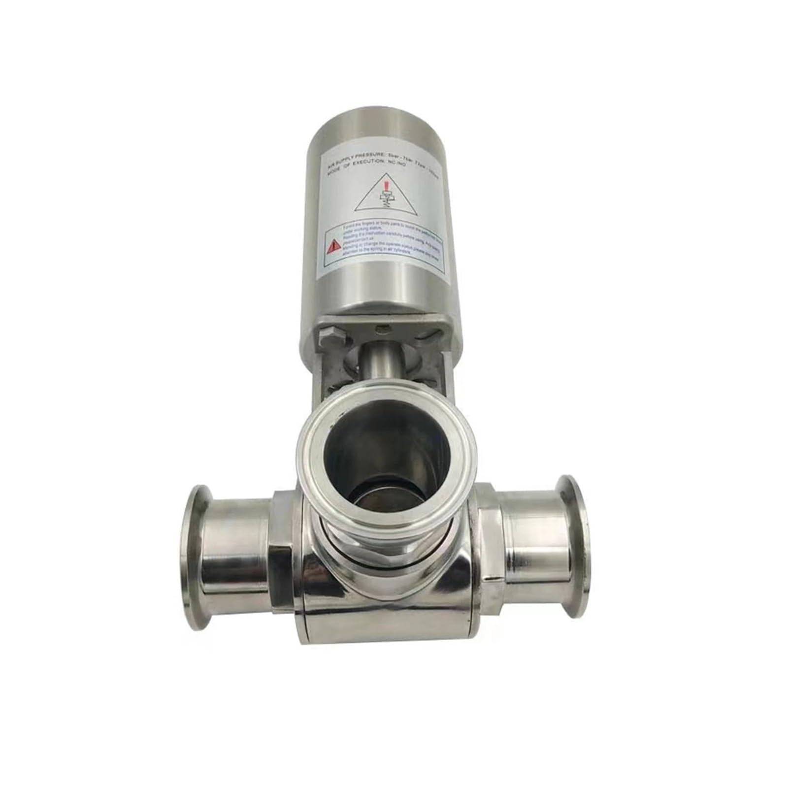 COSZWQDP 1-1/2" Tri Clamp OD 50.5MM Pneumatic Ball Valve Three Way L Type Actuator Single Acting Stainless Steel 304