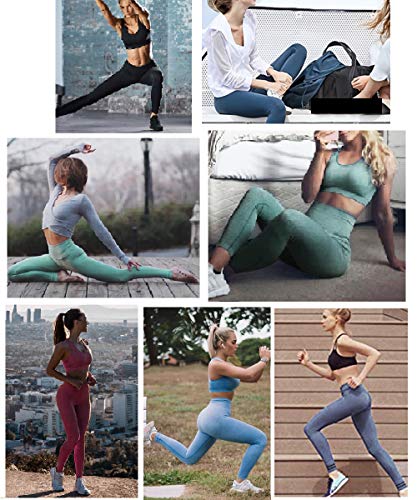 Women 2 PCS Workout Set Seamless Super Soft Material 2019 Deep V Neck Bra+Leggings Sports Suit Yoga Outfits (Light Green, M)