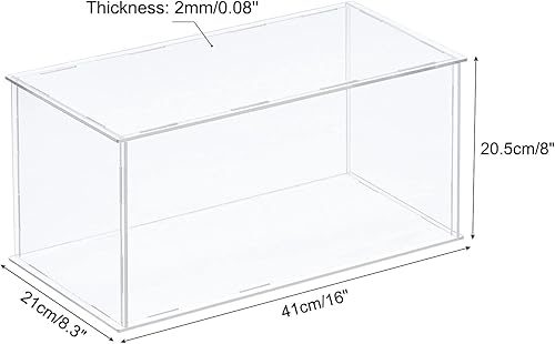 Miniatura 2 de MECCANIXITY Vitrina de acrílico Caja de plástico transparente montar escaparate a prueba de polvo 16x8.3x8 pulgadas para artículos coleccionables
