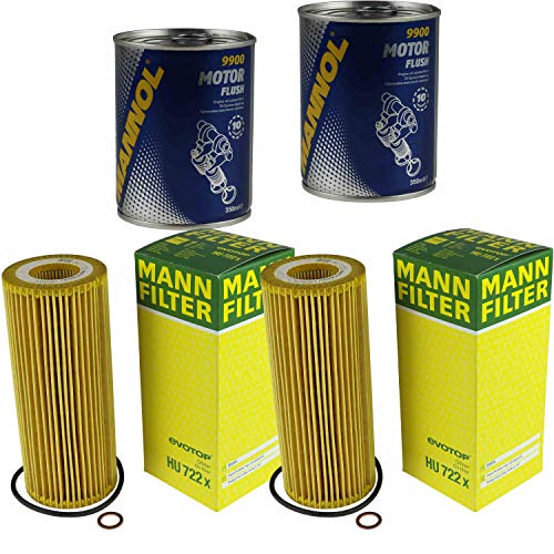 MANN Lot de 2 filtres à huile HU 722 x + 2 x rinçage moteur SCT