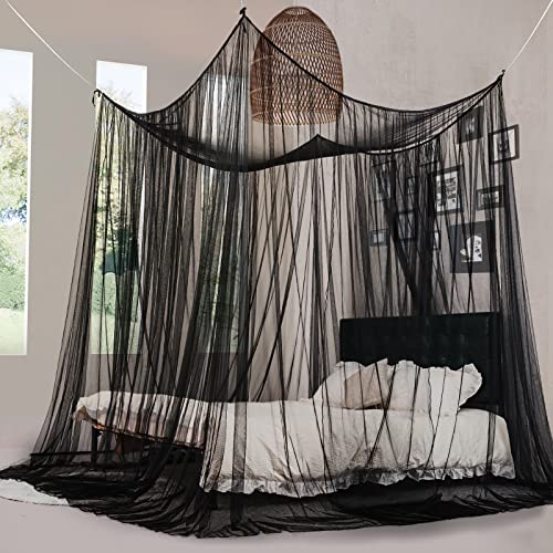 South To East Black Canopy Bed Curtains & White Bed Canopy For Girls With Glowing Stars #TOP1
