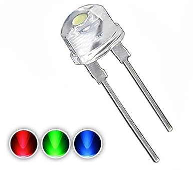 Steko {Pack of 50 Pieces} {8mm} RGB Auto Flash Multicolor Changing Transparent Bright LED, 3V DC 2 Pin Light Emitting Diode, Multipurpose, For Science Projects DIY Hobby Kit