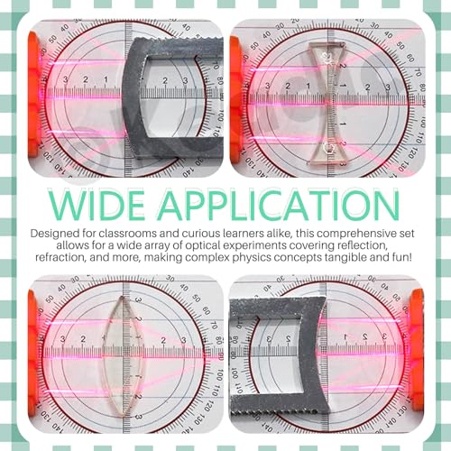 Keadic 10 Stück Physik Optik Experiment Set Konvexe Linse Triple Laser Reflektor Brechung Spiegel Dial lineare Lichtquelle pädagogische Demonstration Wissenschaft Kits für Studenten Lehrer