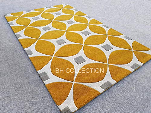 Image of Classical Look Embossed Curved Handmade Tufted Woolen Thick Plain Round Carpet for Bedroom Hall Size 8x8 feet (240X240 cm Round) Multi