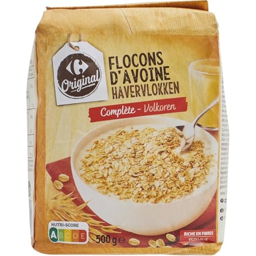Flocons d'avoine complète riche en fibres Carrefour contre la faim matinale