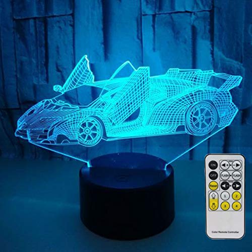 Novelty Race Car 3D Night Light 7 Colors Changing Nightlight with Smart Touch & Remote Control Optic - //coolthings.us