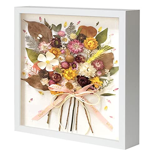 Image of Muzilife 12x12 Shadow Box Picture Frame with Linen Board - Deep Wood & Tempered Glass Display Case Memory Box Baby Sports Memorabilia, Pins, Awards, Medals, Wedding, Tickets and Photos (White)