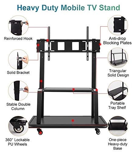 Soporte móvil para TV 32-75 pulgadas altura ajustable negro miniatura 3