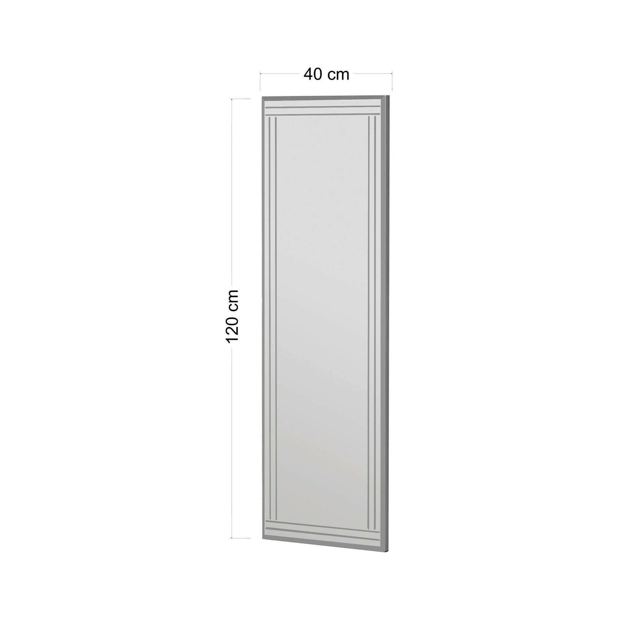 Dmora - Specchio Pleione, Specchiera, Articolo d'arredo a muro, Decorazione con specchio, 40x2h120 cm, Bianco