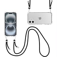 Vista 13 de Funda transparente para iPhone 13 Pro Max con correa cruzada ajustable desmontable, ajuste delgado, funda protectora a prueba de golpes con cordón