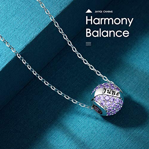 Jiayiqi June Birthstone Charms For Pandora Charms Bracelet- 925 Sterling Silver Bead Openwork Charms,Happy Birthday Charms For Birthday Gift #TOP4