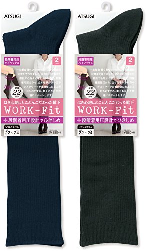 ATSUGI(アツギ) WORK-Fit 22hPa リブソックス 36cm丈 〈2足