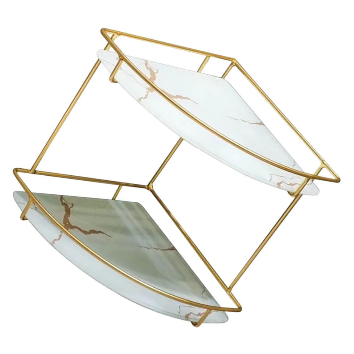 Estante de esquina triangular de baño organizador dorado de dos capas