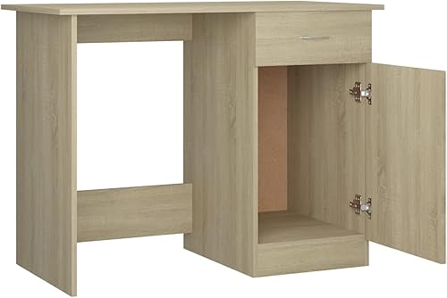 Miniatura 25 de Tidyard Escritorio moderno para computadora con cajón de almacenamiento y gabinete de puerta, escritorio de escritura de madera de ingeniería, mesa