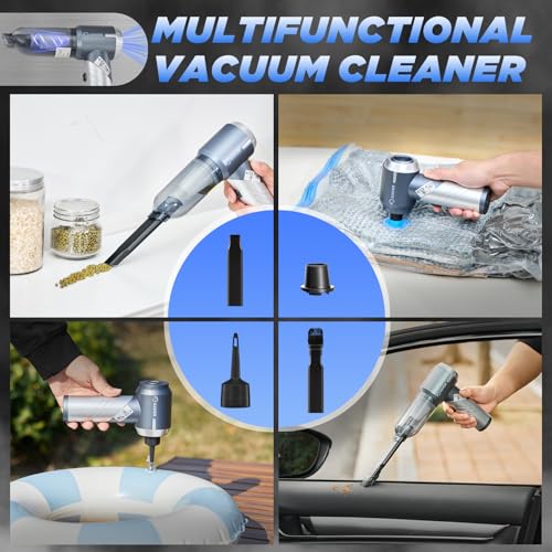 Image of Saker Car Vacuum Cleaner 17000PA Foldable Mini Handheld Vacuums Portable Cordless with Brushless Motor for Gifts, Hair,Cars,Bedrooms,Offices Cleaning HL132 Silver