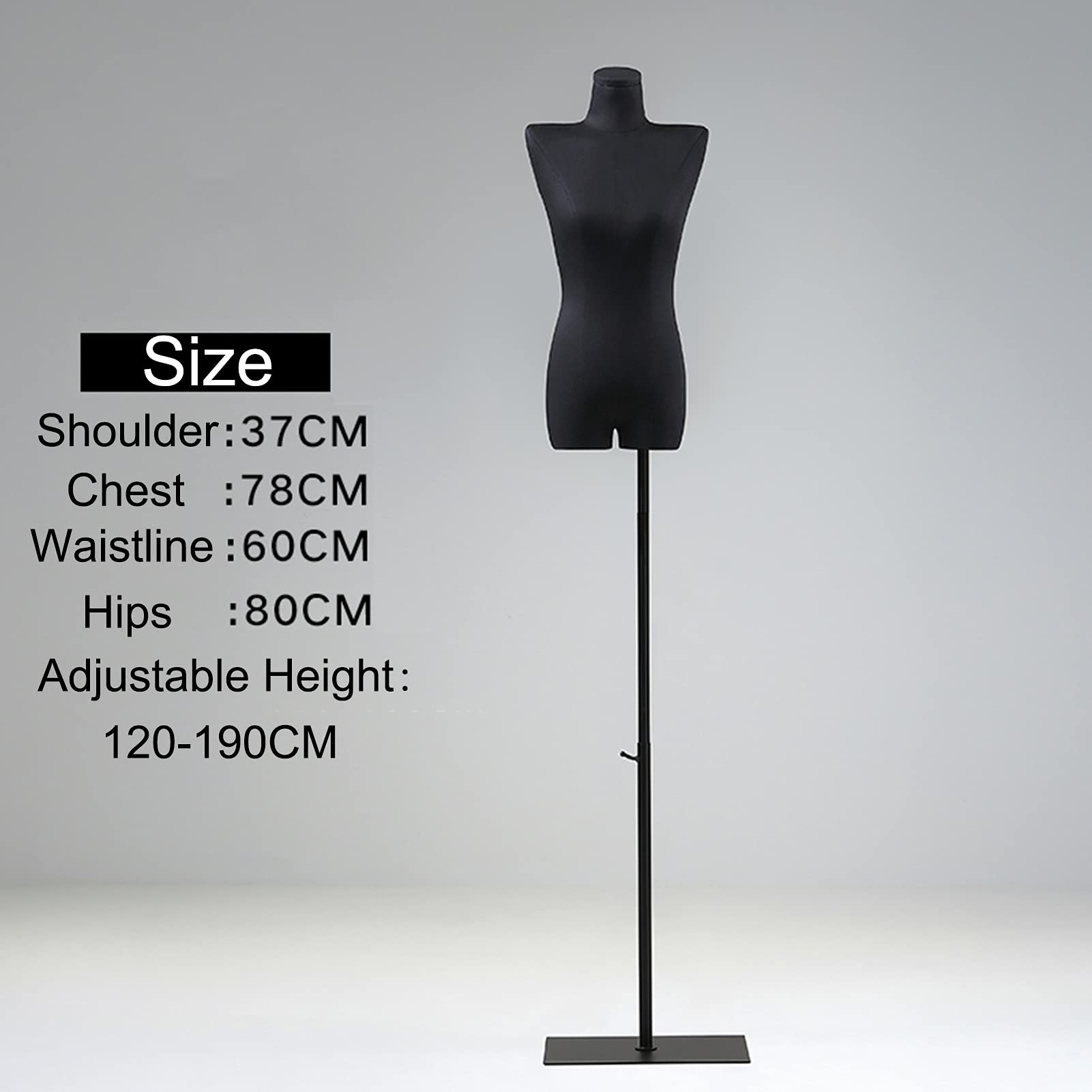 OTQEFTN Female Mannequin Torso Body,Dress Form Busts with Metal Base,120-190CM Adjustable Height Model Props for Clothing Shopwindow Display,3 Styles