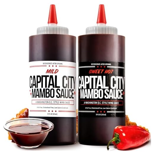 Capital City Mambo Sauce - Variety 2 Pack - Sweet Hot & Mild | Washington DC Wing Sauces | Perfect Condiment Topping for Wings, Chicken, Pork, Beef, Seafood, Burgers, Rice or Noodles | 12 oz Bottles (2 Pack)