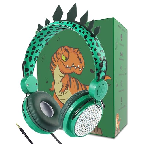 charlxee Kids Headphones,Dinosaurs Wired Headsets for Boys&Girls,Built-in Mic&On/Over Ear HD Stereo for Online Study/School/Tablet with Nylon Cable...