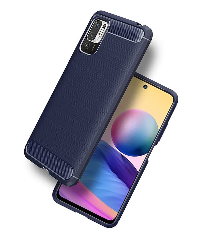 Image of NPRC Hybrid Ultra Slim Protective Case TPU Non-Slip Carbon Fiber Texture Shockproof Case Cover for Poco M3 Pro - Blue