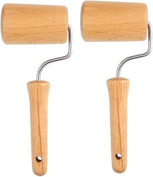 MAGICLULU 2pcs Rolling Pin Dough Roller Cookie Pasta Pizza Dough Docker Biscuit Roti Maker Rack Kitchen Roller for Dough Lily Roller Wooden Rolling Pin Baking Roller Bamboo
