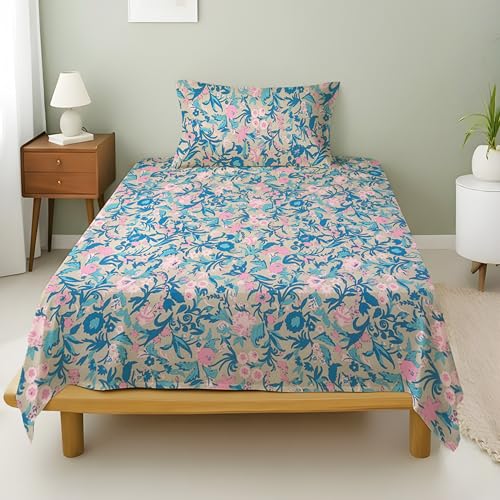 Image of Weave & Decor Cotton Bedsheet for Single Bed 90x60 Inches Soft and Breathable, Includes 1 Pillow Cover 20x30 Inches