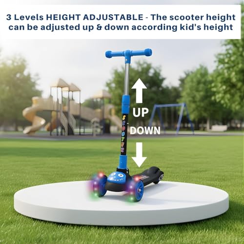 Image of Crackles Foldable Kick Scooter for Kids with LED Light Wheels | Skating Cycle Style Scooter with Adjustable Handle & Foldable Design Lightweight Ride-On Toy for Boys & Girls Outdoor Toy