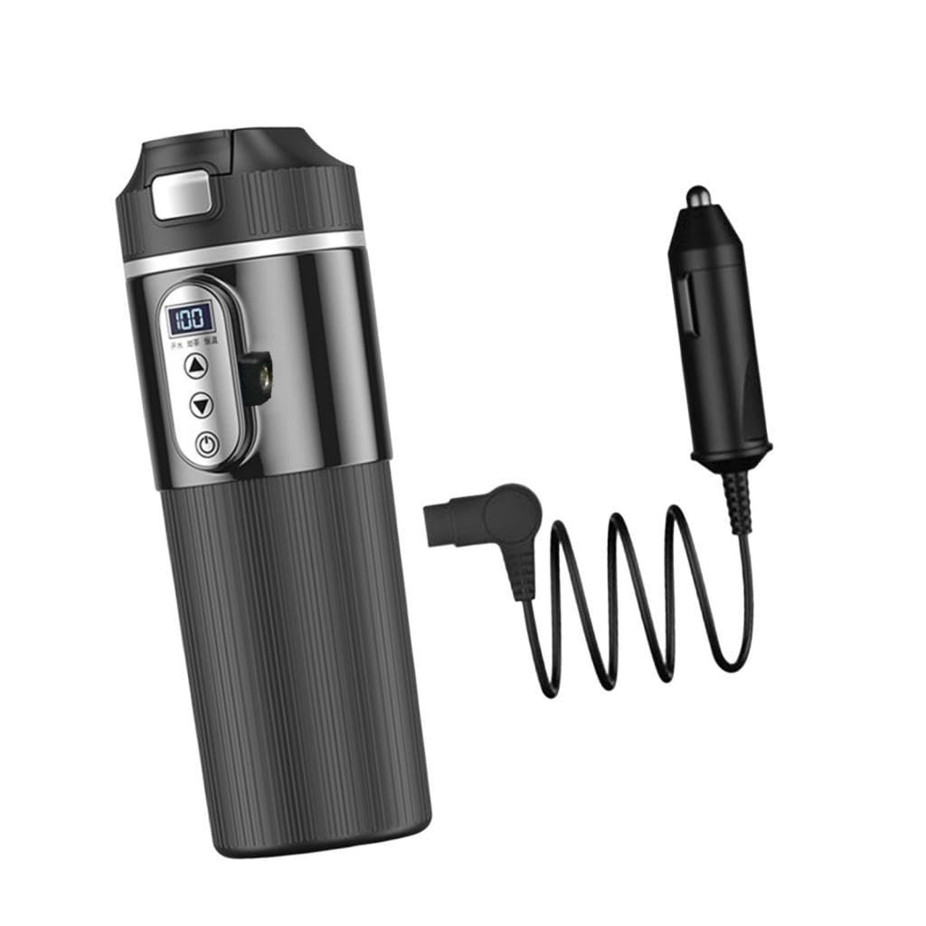 Taza Eléctrica de Viaje con Calefacción, Botella Aislante, Taza Térmica Fabricada en Acero Inoxidable 304 para Calentar Té Y Agua, Negro, Individual