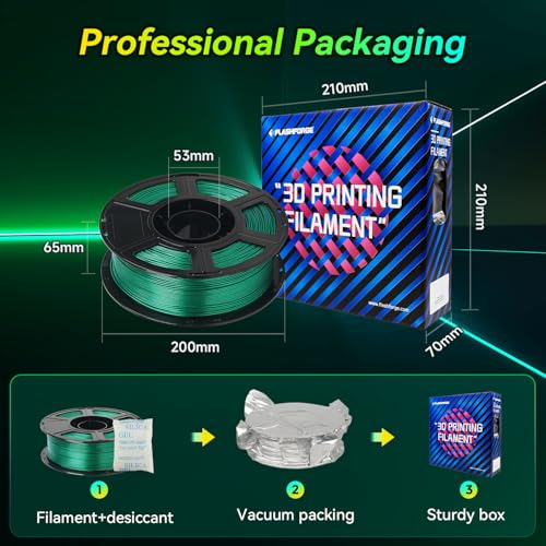 Image of FLASHFORGE Xmas Series Rapid PLA Filament Aurora Green, High Flow Speedy 3D Printer Filament Max 500mm /s High-Speed Printing, Radiated Unparalleled Brilliance, Twinkling and Ultra-Smooth Finish