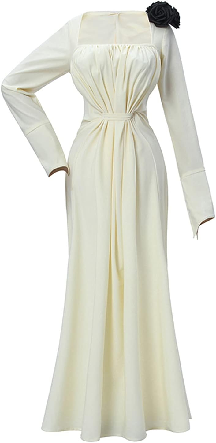 LTAKK Lady Alcina Dimitrescu Cosplay Dress Halloween Party White Long Dress Outfit