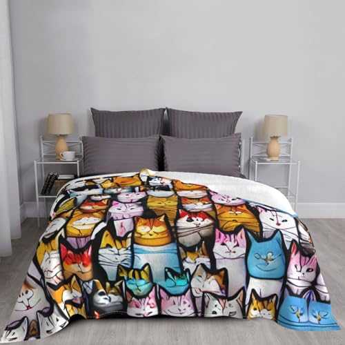 Couverture polaire anti-frisson douce et chaude à motifs chats