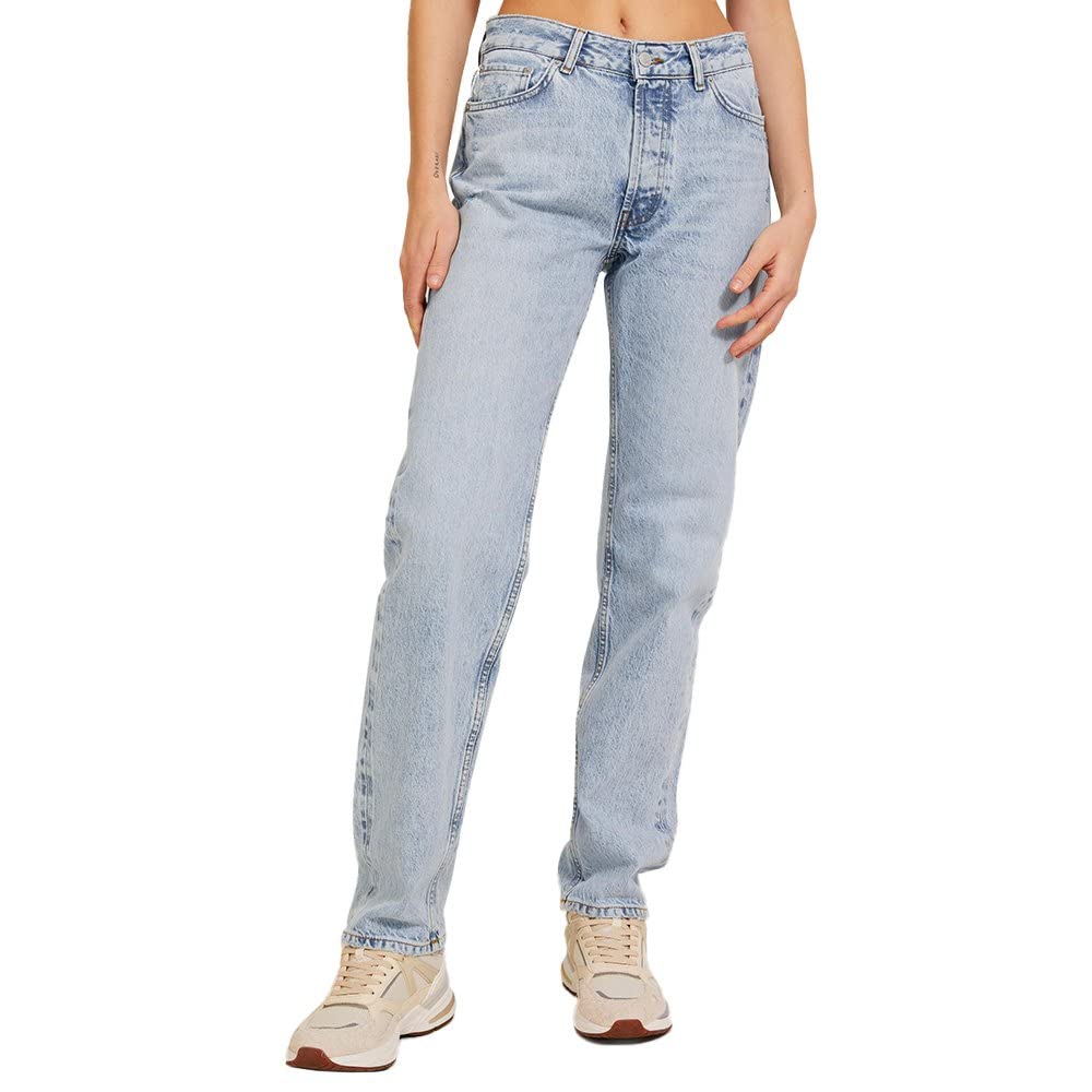 Kadın JJXX JXSEOUL STRAIGHT MW CR3013 SV DNM NOOS Kot Pantolon, Light Blue Denim, 30/32