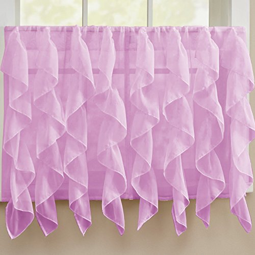 Image of Sweet Home Collection Kitchen Window Tier, Swag, or Valance Curtain Treatment in Stylish and Unique Patterns and Designs for All Home Decor 36 inch, Sheer Lavender