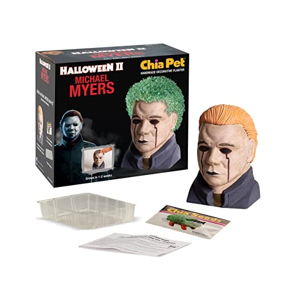 Chia pet michael myers with seed pack, decorative pottery planter, easy to do and fun to grow, novelty gift, perfect for any occasion - image 3