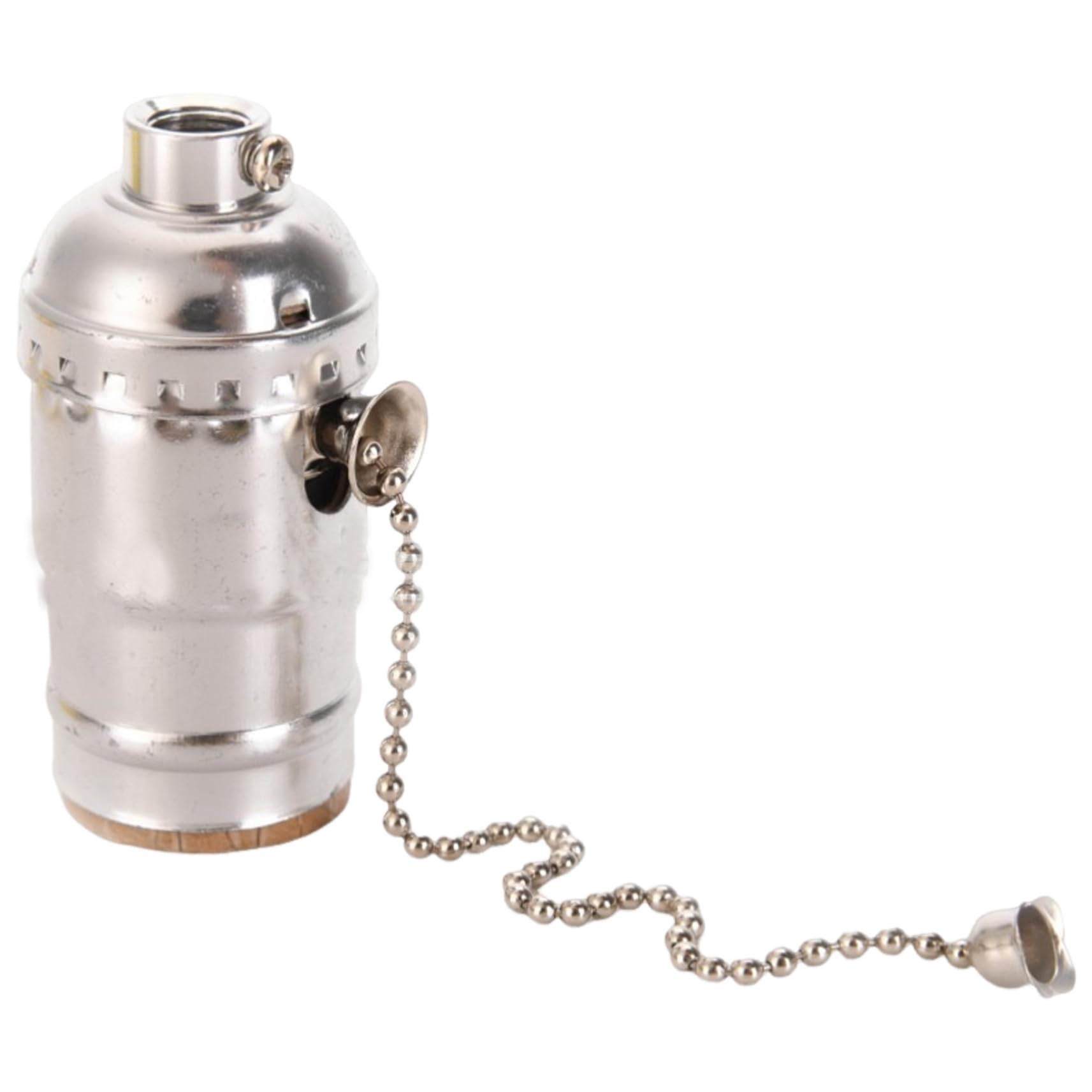 Ngbbby Pull Chain Light Socket Screw Thread Lamp Socket with Pull Chain Silver for E26 E27