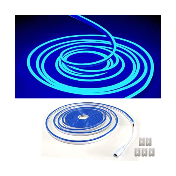 Dobestyou red neon led strip lights, 5m 12v dc 600 smd2835 leds waterproof rope light for indoor outdoor home decoration（ with power adapter） - image 3