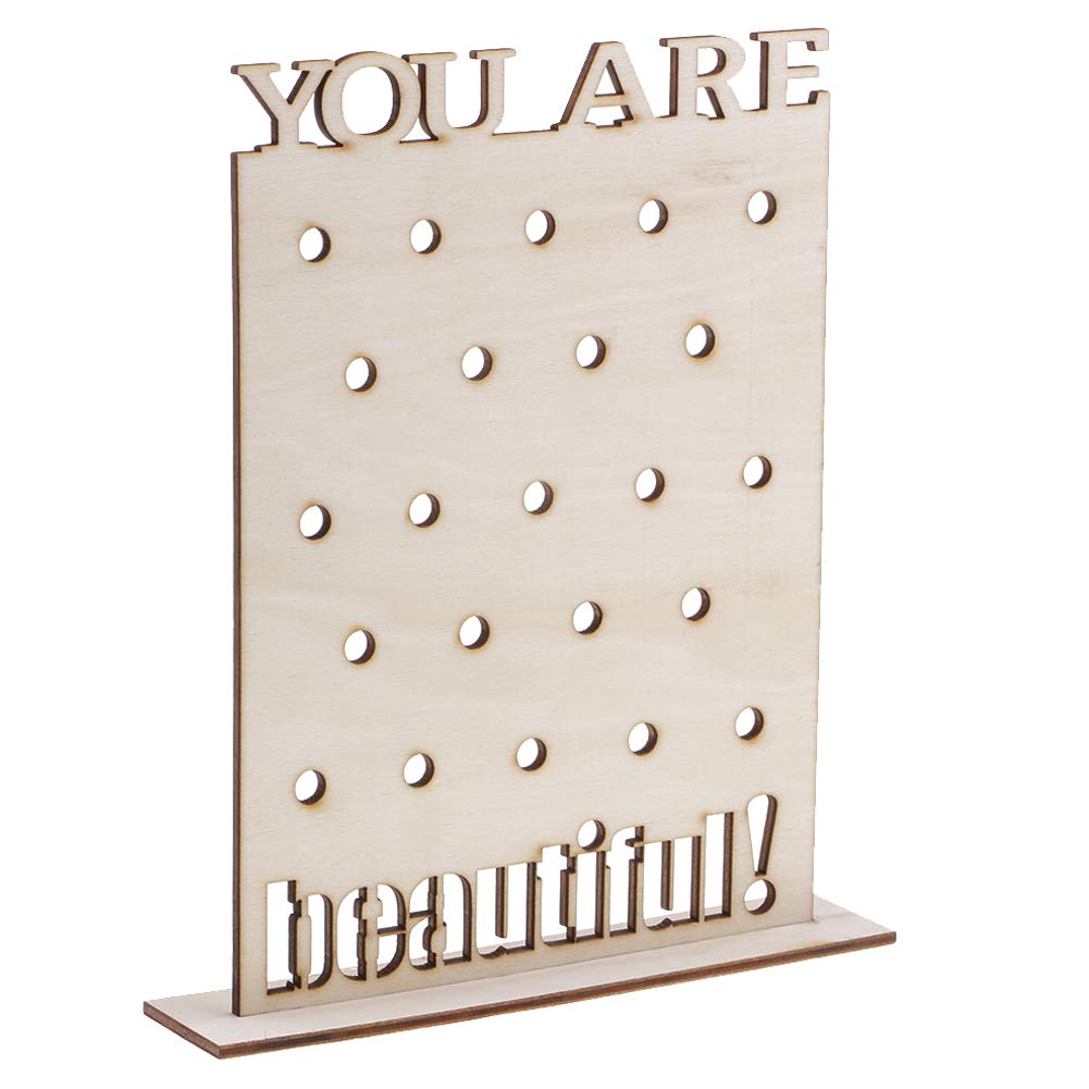 Expositor Rectangular de Madera con 23 Agujeros para Pendientes, 14 x 19,5 cm, Organizador