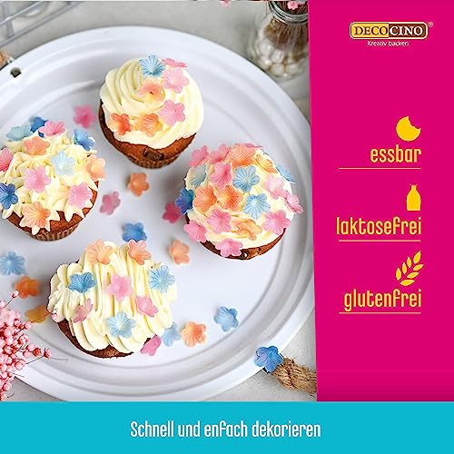 DECOCINO Oblaten-Blumen Pastell - essbare Blüten aus Esspapier, ideal zum Dekorieren von Hochzeits-Torten, Geburtstags-Kuchen, Cupcakes uvm.