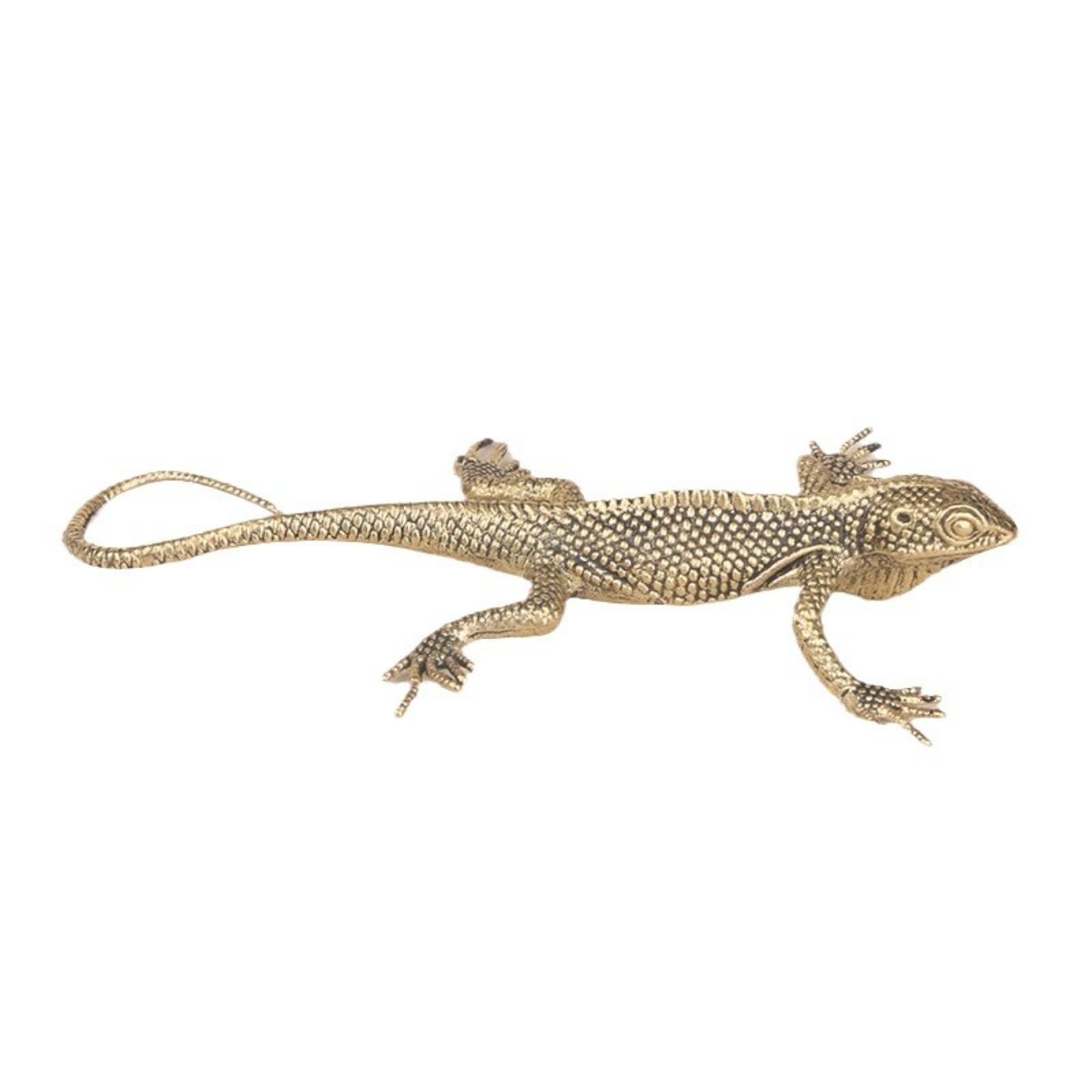 NGDFGR Brass Reptile Lizard Figurines,Metal Animal Statue Sculpture Desktop Ornament Home Bonsai Micro Landscape Decor Accessories