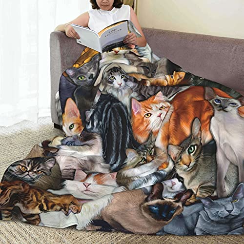 Wowusuo Cat Blanket Animal Throw Bed Blankets Cozy Lightweight Soft Bedding For Sofa And Bed Office Travel 80X60 Inches #TOP3