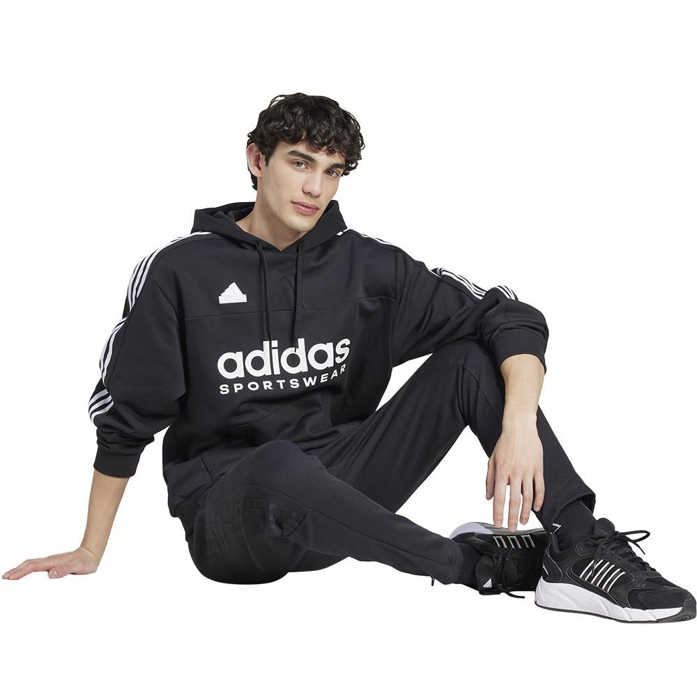 adidas House of Tiro Fleece Hoodie, Bluza z Kapturem Męska Rozpinana, czarny, S