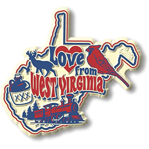 Imán Vintage Love from West Virginia 3D de Goma 2.8"x3.0"