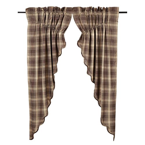 VHC Brands 29414 Dawson Star Scalloped Lined Prairie Curtain Set Panel 63x36x18
