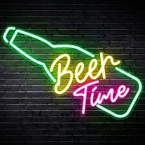 Kavaas Beer Time Beer Neon Sign 16.9" x 7.6", Neon Beer Signs for Man Cave, Home Bar, Pub, Wall Decor - Best Gifts for Beer Lovers, Birthday, Christmas