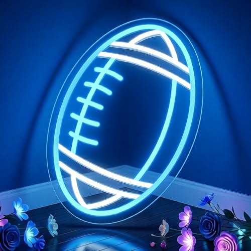 Image of Football Neon Sign, Dimmable LED Football Signs for Wall Decor Rugby Neon Lights for Boys Man Cave Game Room Sports Theme Bedroom Decor (Size: 14x8.47inch)