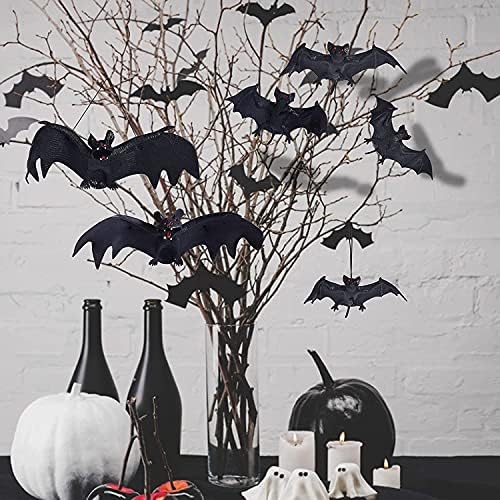 10pc Black Bats Halloween Bats - Rubber Bats Halloween Decoration Hanging Bats - Plastic Bats Spooky Halloween Decorations Hanging Bat Decorations - Fake Bat Hanging Bats Halloween Hanging Decorations