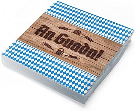 PAW Airlaid Servietten Bayrisch Blau - 50 Stück 40x40 Cm Für Oktoberfest & Feste