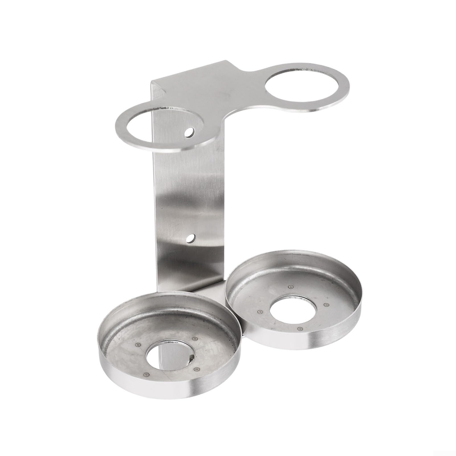 Yhenlovtt Dispenser di sapone da parete in acciaio inox con supporto per bottiglie da bagno e cucina commerciale cromato lucido (2 fori)