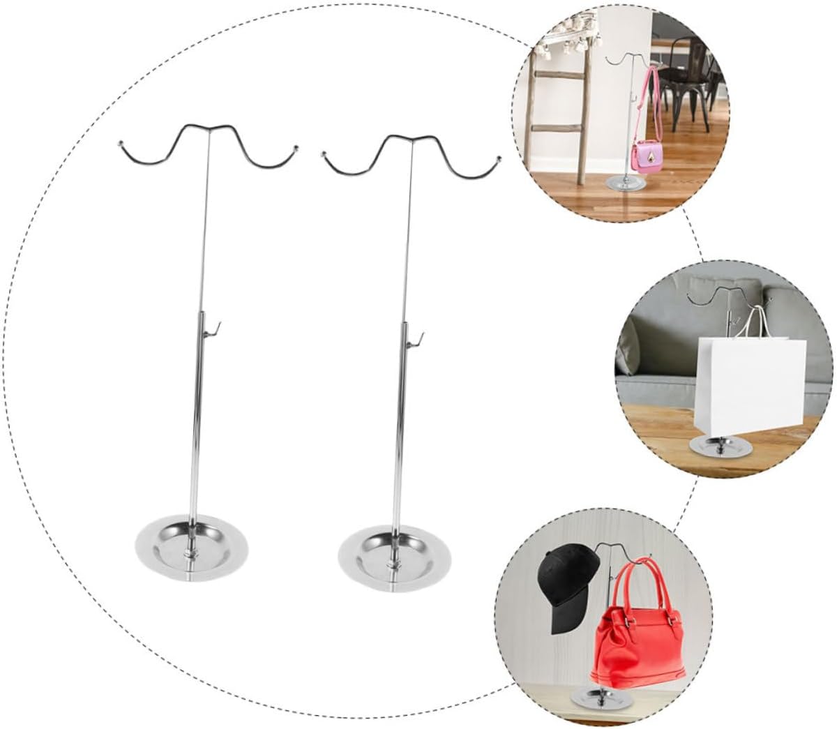 2pcs Metal Handbag Rack Purse Display Stand Bag Holder Adjustable Height
