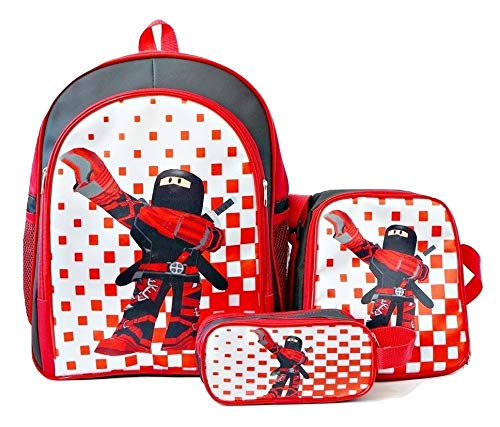 Mochila Roblox Skin Ninja Lancheira + Estojo Kit